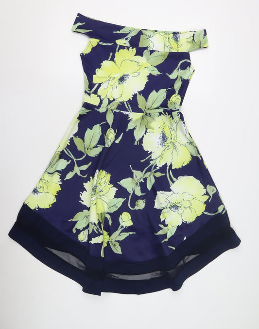Quiz Women's Multicoloured Hi-Low Fit & Flare Dress, Size 10