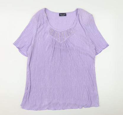 Womens UK Size 2XL Saloos Purple Basic Blouse