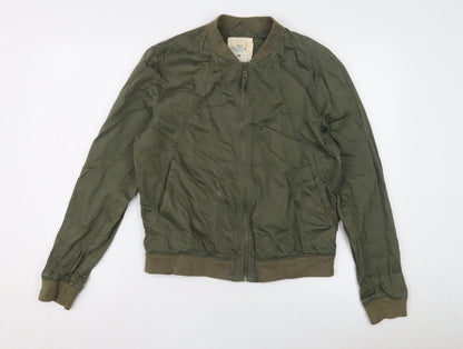 Womens UK Size 8 H&M Green Bomber Jacket