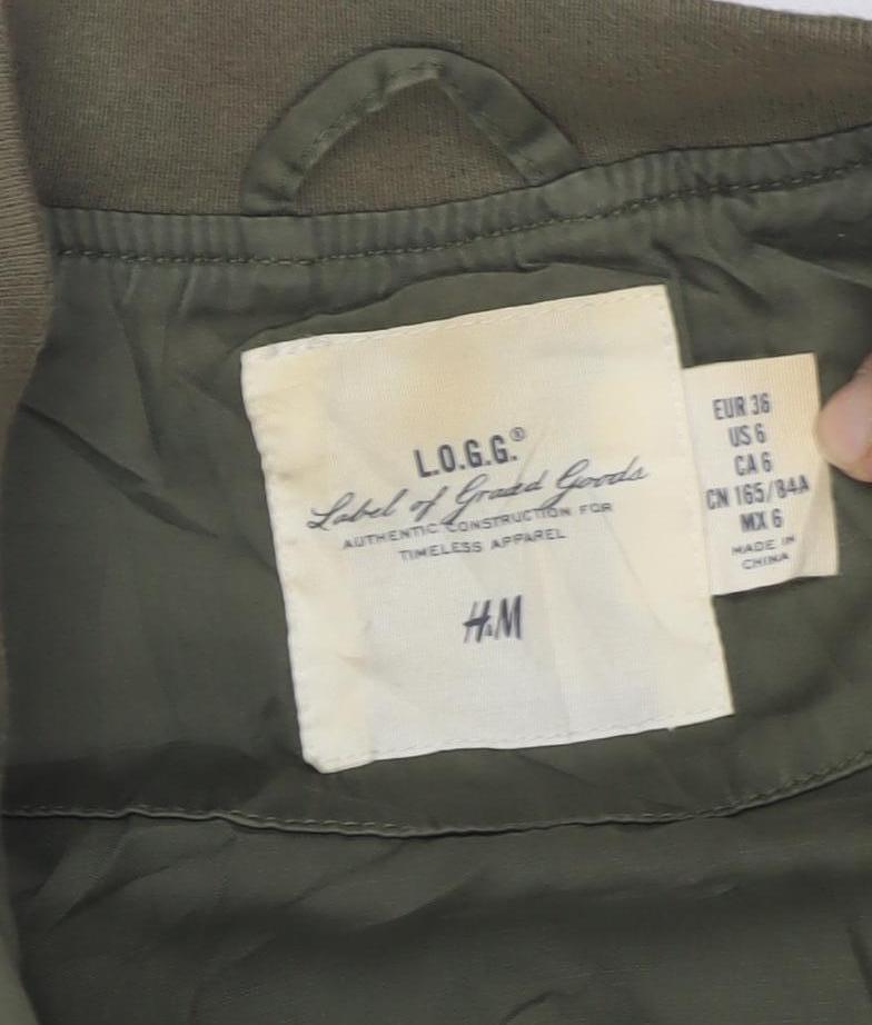 Womens UK Size 8 H&M Green Bomber Jacket