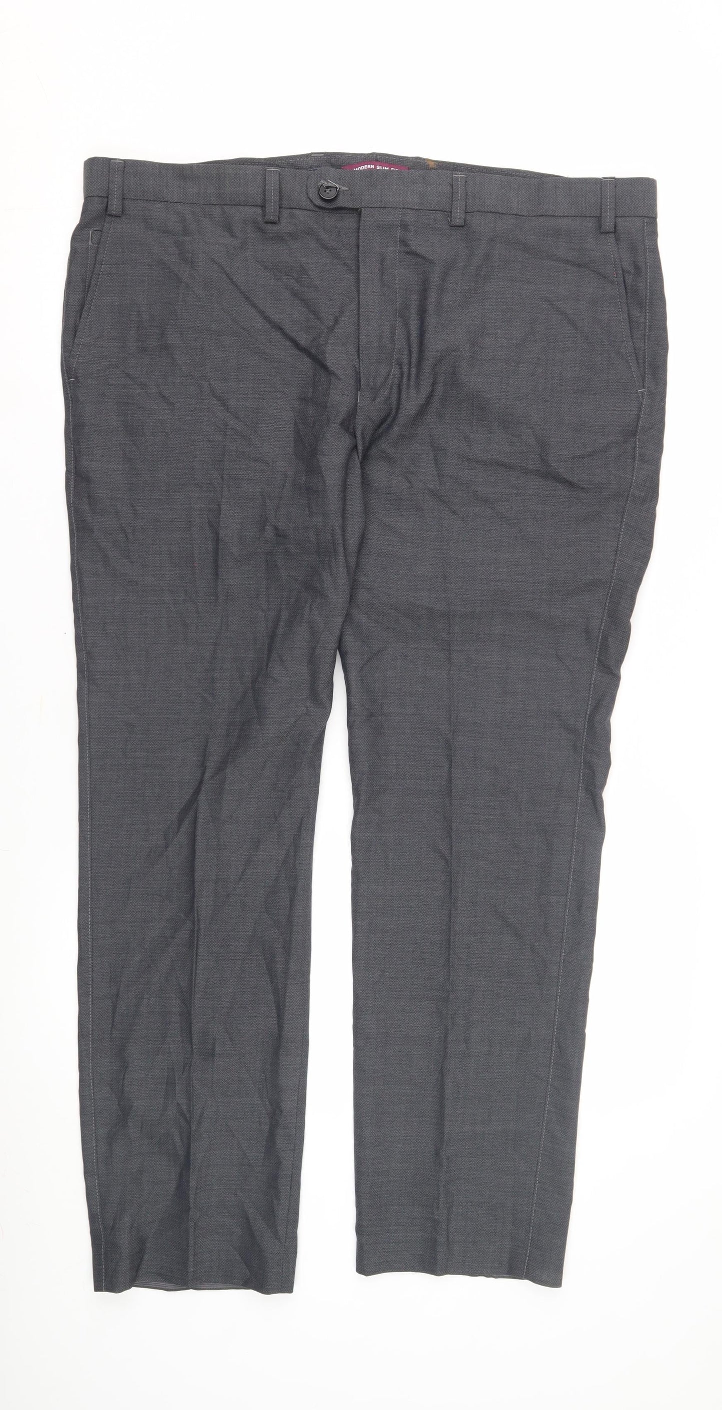 Marks & Spencer Grey Slim Fit Men's Trousers, Size L