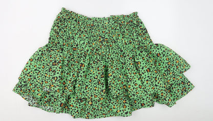 H&M Women's Green Animal Print Flare Skirt XL