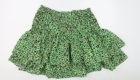 H&M Women's Green Animal Print Flare Skirt XL