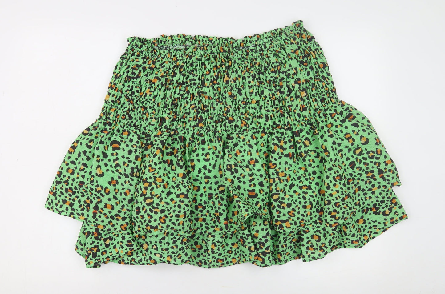 H&M Women's Green Animal Print Flare Skirt XL