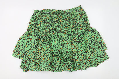 H&M Women's Green Animal Print Flare Skirt XL
