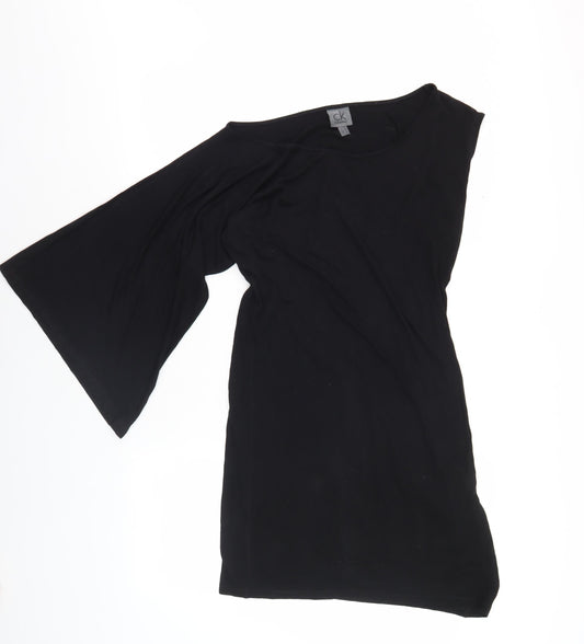 Calvin Klein Women's Black Asymmetrical Single Sleeve Dress Size 10