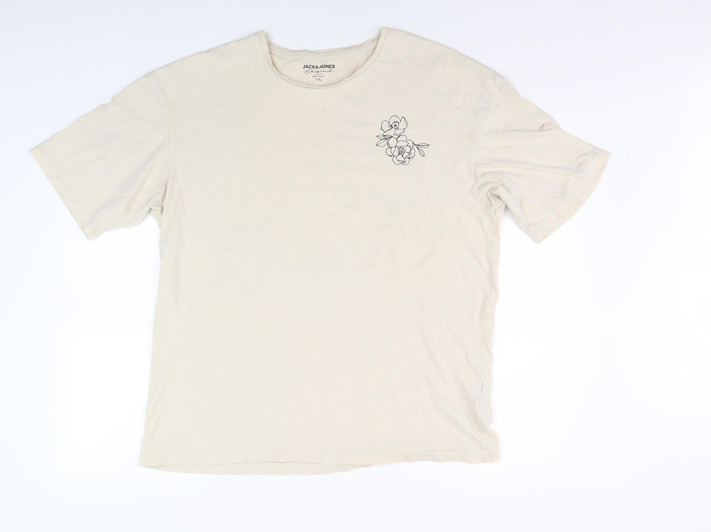 Mens UK Size L JACK & JONES Beige  T-Shirt