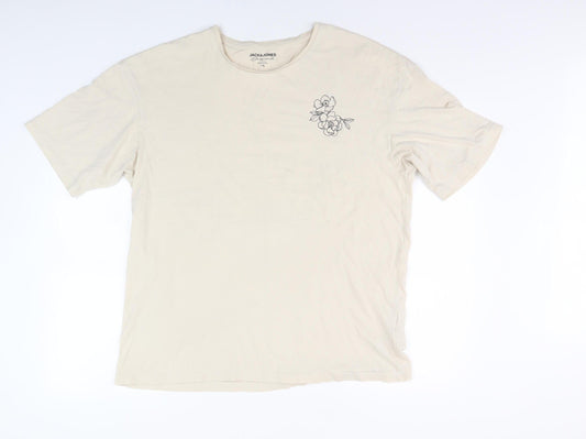 Mens UK Size L JACK & JONES Beige  T-Shirt