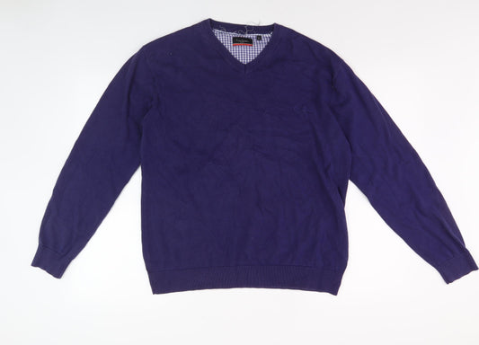 Pierre Cardin Men's Blue V-Neck Pullover Jumper, L