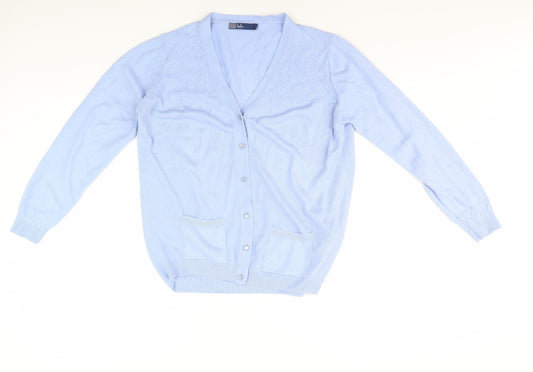 Womens UK Size M Isle Blue Cardigan Jumper