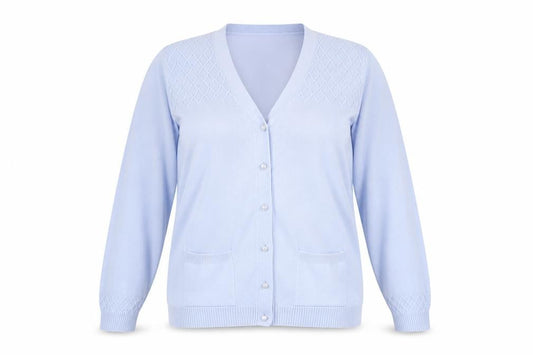 Womens UK Size M Isle Blue Cardigan Jumper
