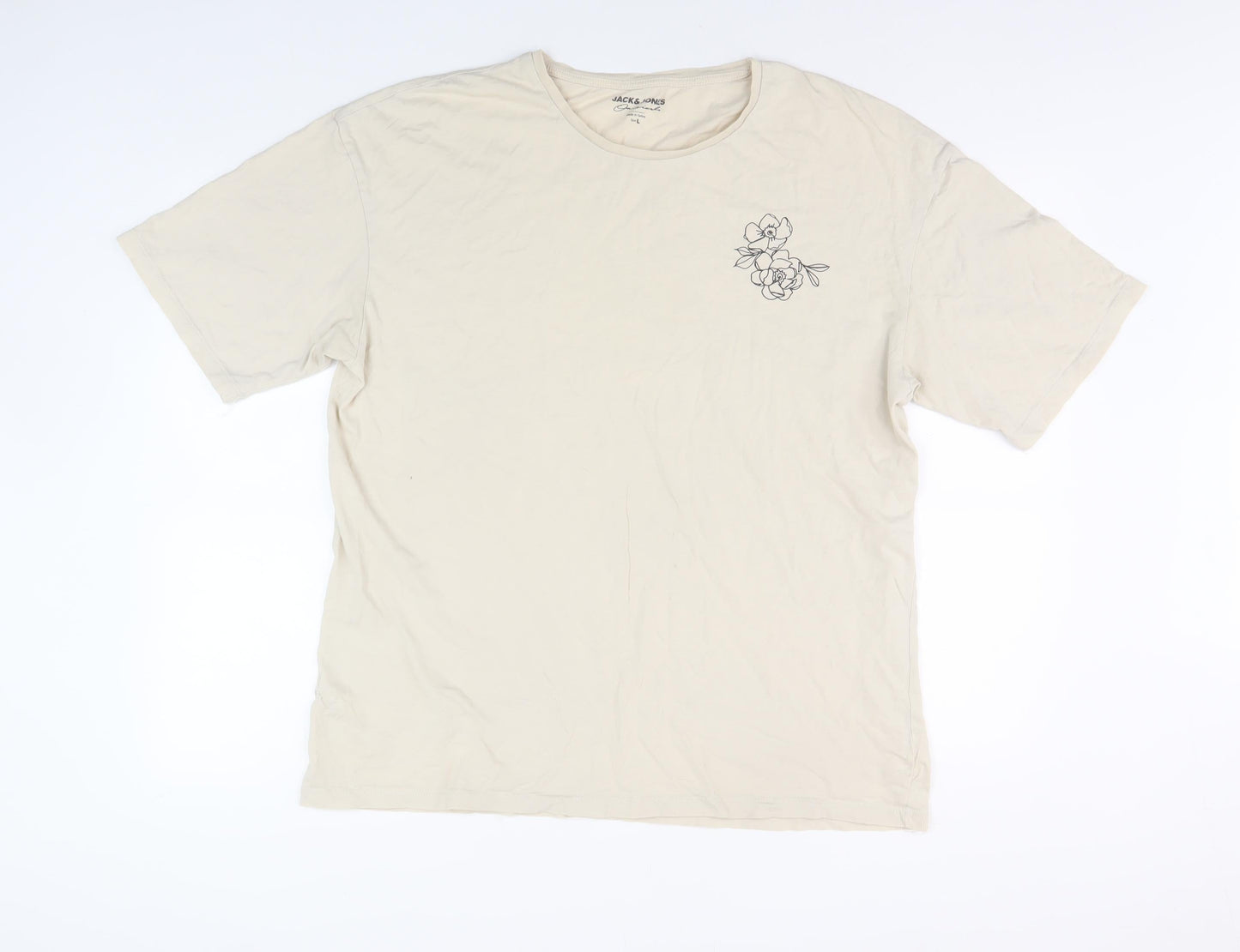 Mens UK Size L JACK & JONES Beige  T-Shirt