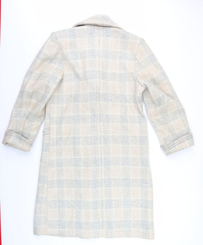 Tian Sheng Women's Beige Check Wool Pea Coat - XL