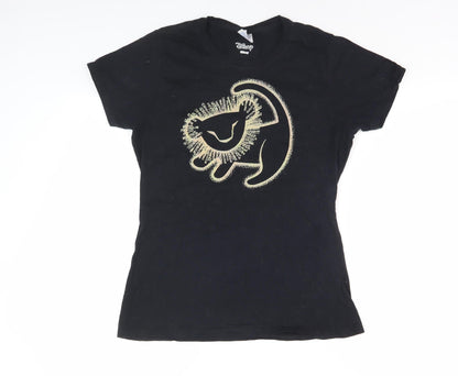 Womens UK Size M Disney Black Basic T-Shirt