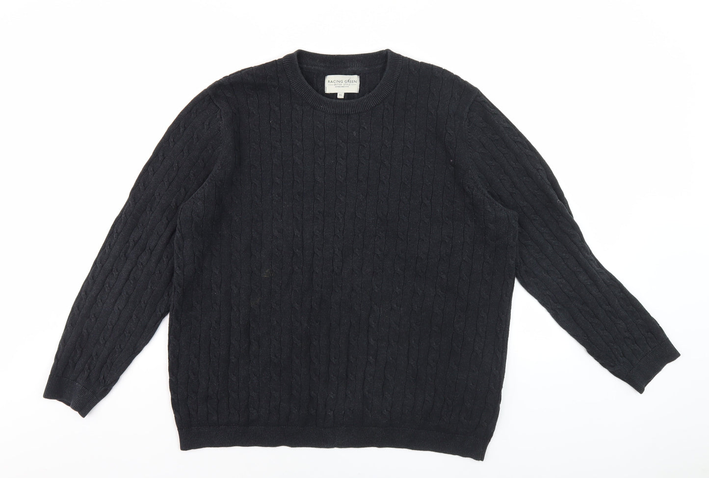 Racing Green Men's XL Black Wool Pullover Jumper