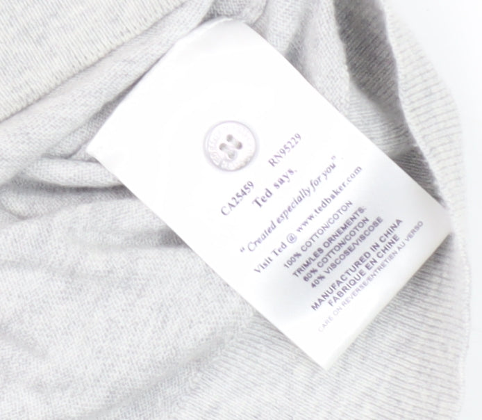 Womens UK Size 10 Ted Baker Grey Cardigan Jumper
