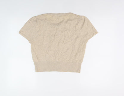 Womens UK Size 16 South Beige Cardigan Jumper