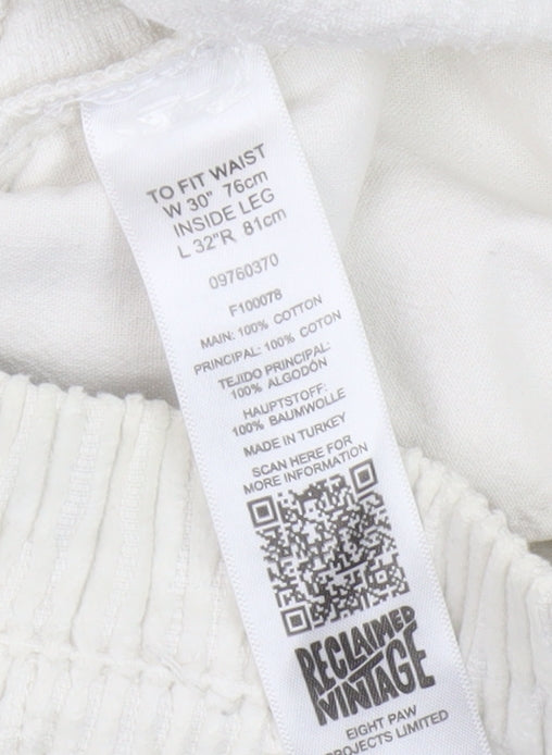 Reclaimed Vintage Men's White Trousers M Cotton