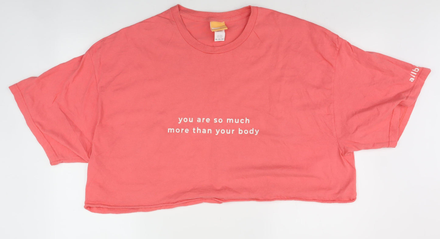 Allbody Unisex Pink Cropped T-Shirt 3XL Cotton Jersey