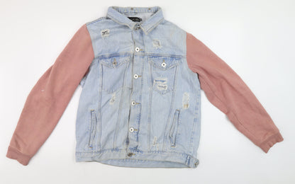 Condemned Nation Unisex Blue XL Denim Jacket, Distressed Casual
