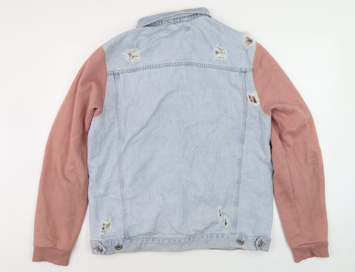 Condemned Nation Unisex Blue XL Denim Jacket, Distressed Casual