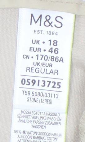 Womens UK Size 18 Marks and Spencer Classic Fit  Beige Trousers