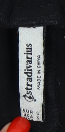 Womens UK Size S Stradivarius Regular Fit Casual Black Trousers