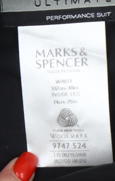 Marks and Spencer Men's Blue Wool Dress Pants 40