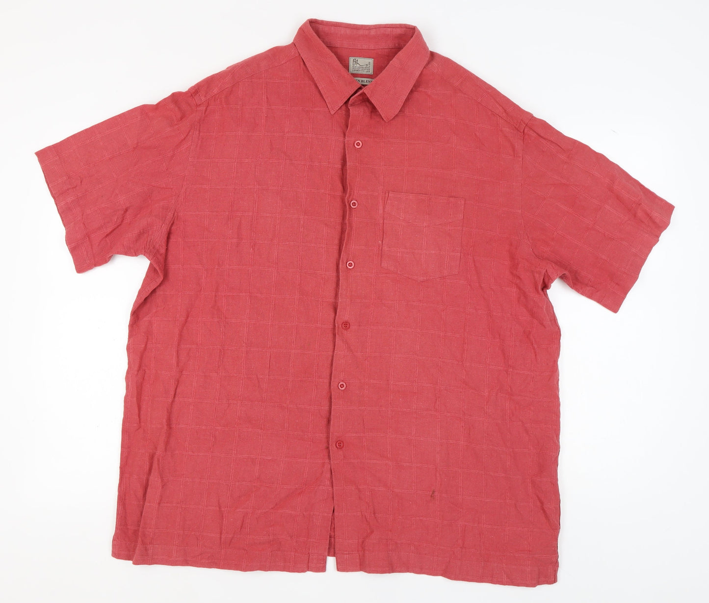 BHS Men's Red Check Short Sleeve Button-Up Shirt