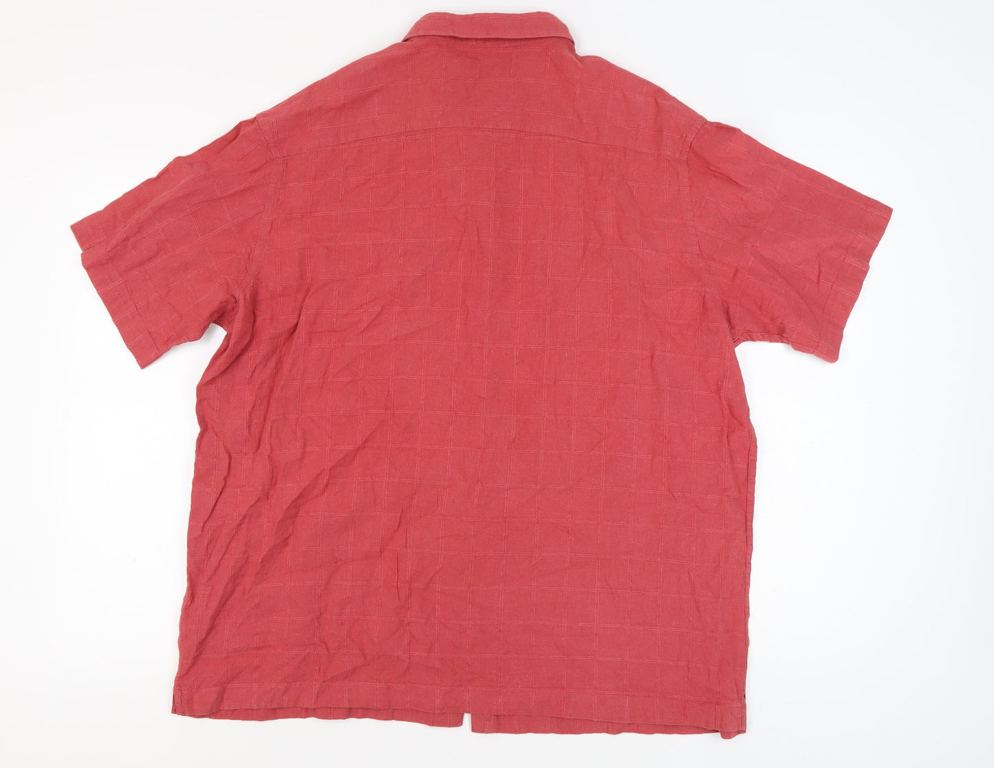 BHS Men's Red Check Short Sleeve Button-Up Shirt
