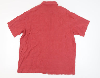 BHS Men's Red Check Short Sleeve Button-Up Shirt