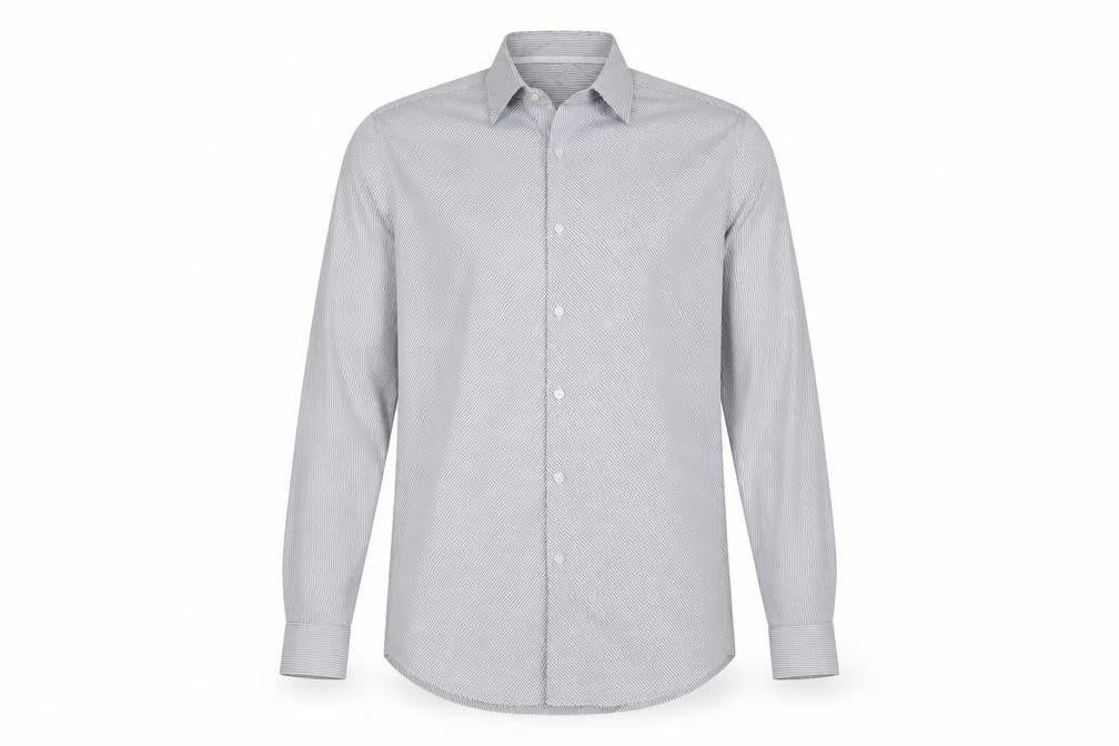 Marks and Spencer Men's Grey Striped Long Sleeve Shirt