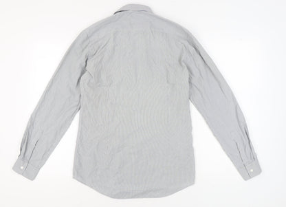 Marks and Spencer Men's Grey Striped Long Sleeve Shirt