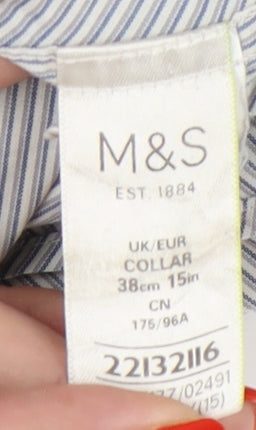 Marks and Spencer Men's Grey Striped Long Sleeve Shirt