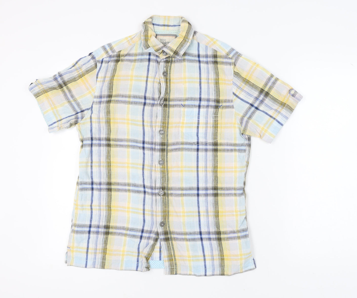 Marks and Spencer Men's Multicoloured Plaid Shirt S