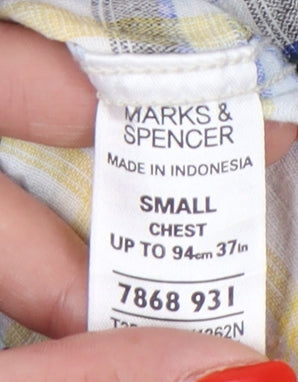 Marks and Spencer Men's Multicoloured Plaid Shirt S