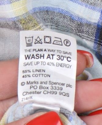 Marks and Spencer Men's Multicoloured Plaid Shirt S