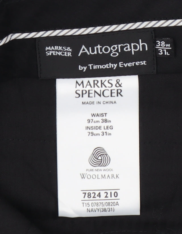Marks and Spencer Men's Navy Wool Trousers 38