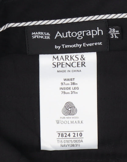 Marks and Spencer Men's Navy Wool Trousers 38