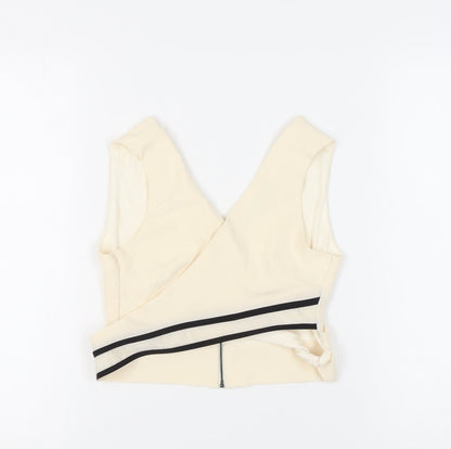 Womens UK Size S Zara Basic Ivory Cropped Tank