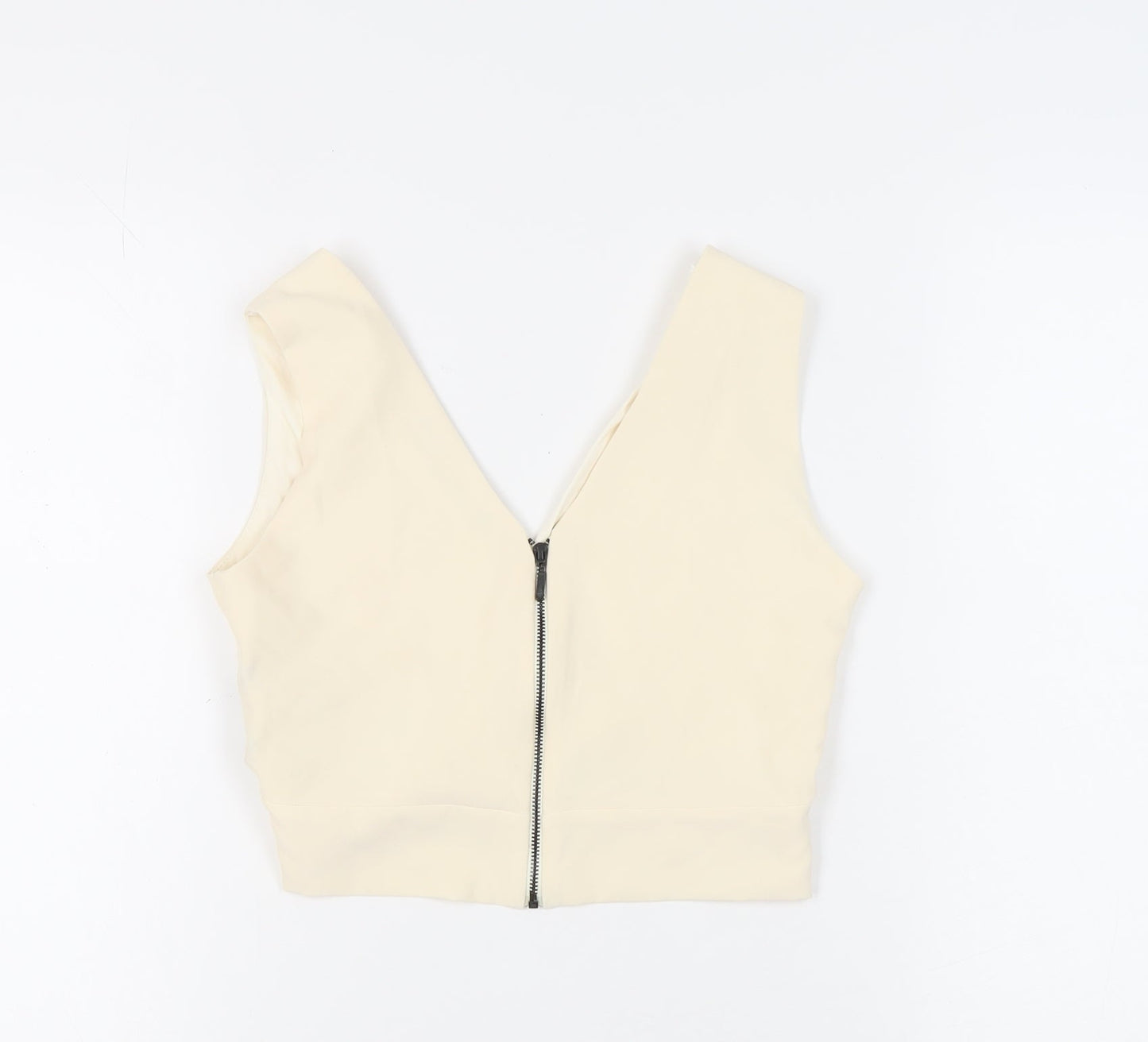 Womens UK Size S Zara Basic Ivory Cropped Tank