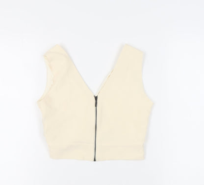 Womens UK Size S Zara Basic Ivory Cropped Tank