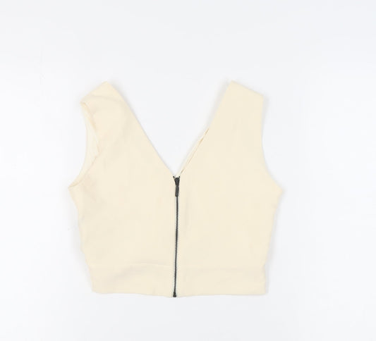 Zara Basic Women's Ivory Cropped Tank, Size S, V-Neck