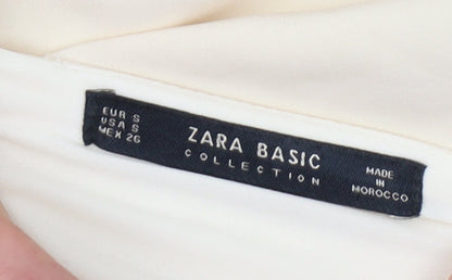 Womens UK Size S Zara Basic Ivory Cropped Tank