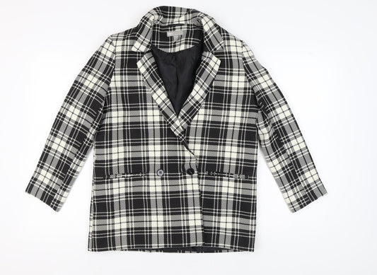 ASOS Women's Black Plaid Double-Breasted Blazer