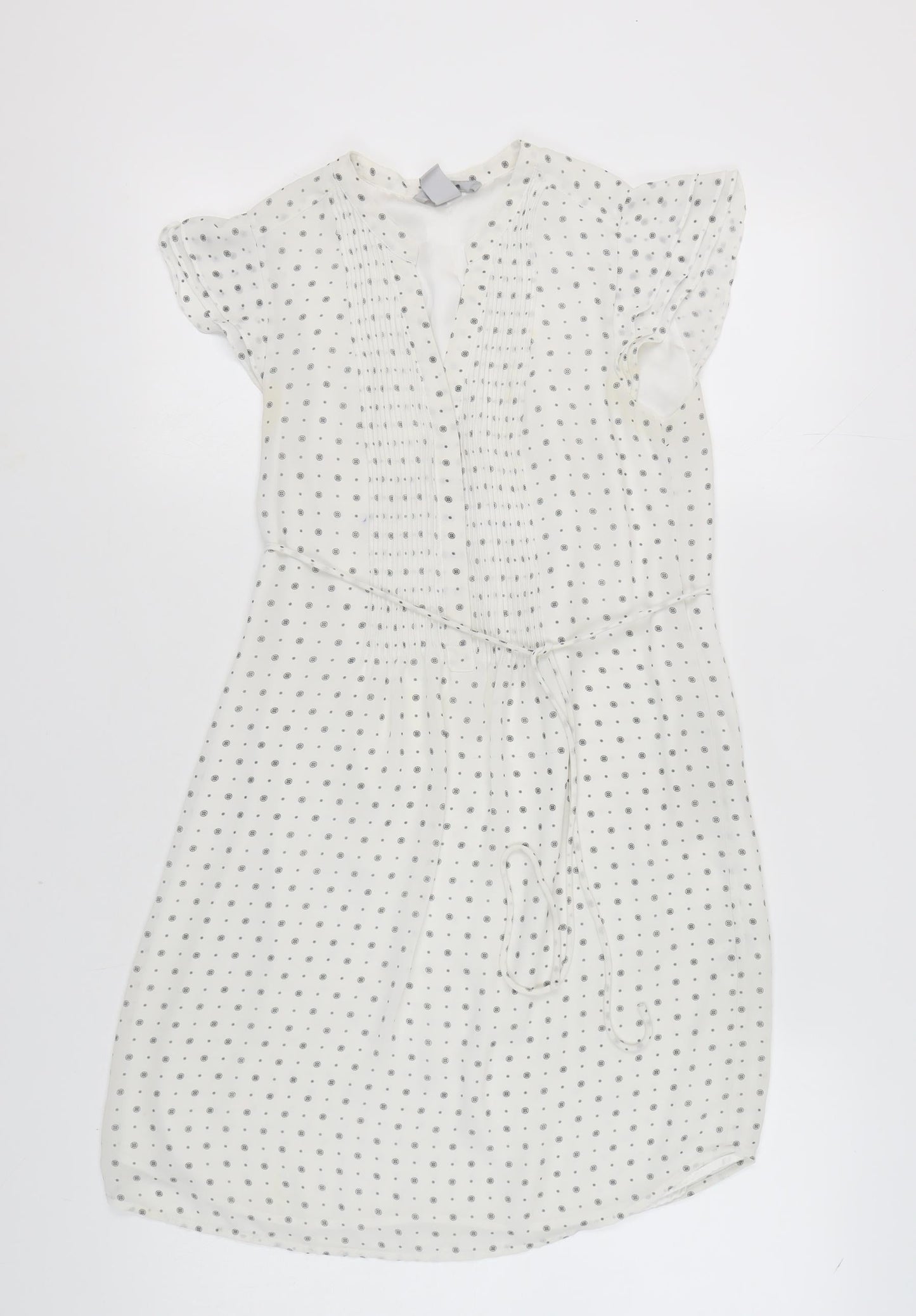 H&M Women's White Polka Dot Shift Dress Size 10
