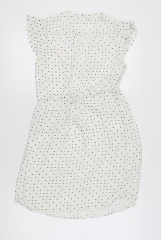 H&M Women's White Polka Dot Shift Dress Size 10