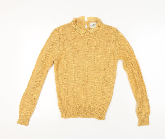Debenhams Women's Yellow Cable-Knit Pullover Jumper Medium