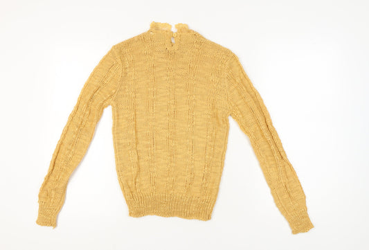 Debenhams Women's Yellow Cable-Knit Pullover Jumper Medium