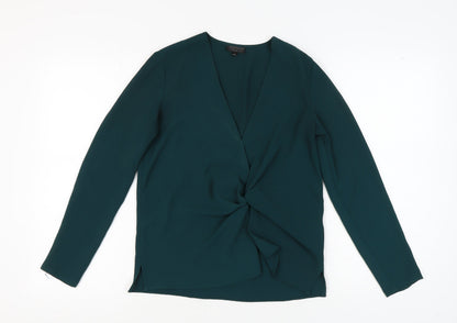 Womens UK Size 8 Topshop Green Wrap Blouse